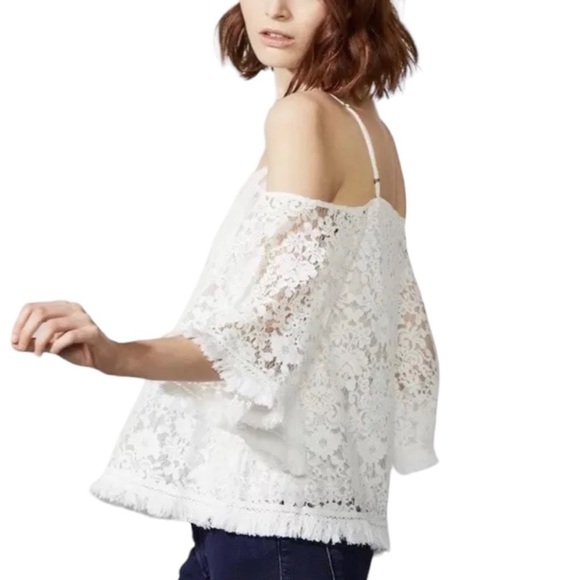 Bailey 44 Top Tusk Boho Ivory Lace & Fringe Cold Shoulder Women’s Small - Picture 10 of 11